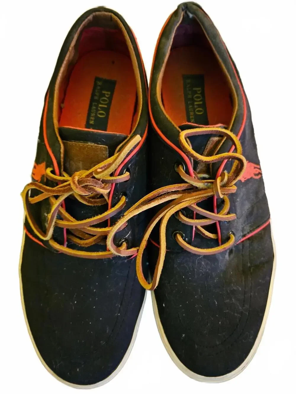 POLO RALPH LAUREN Shoes Size 12 Mens - BLACK Red Pony Logo - used see pics